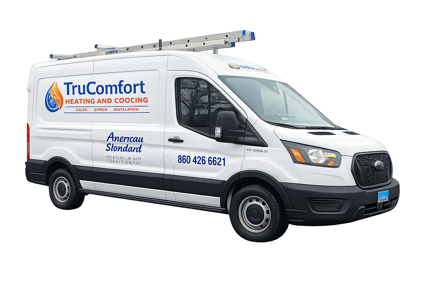 TruComfort service truck facing right with readable branding